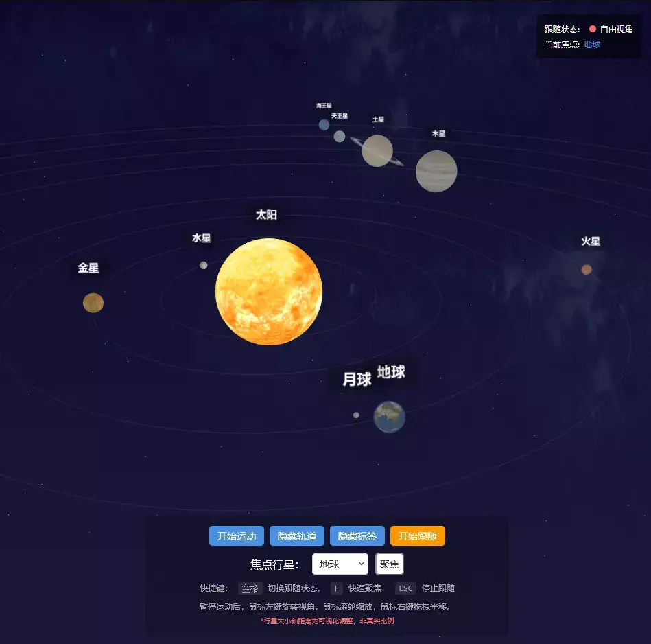 3D太阳系可视化项目截图